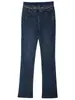 Pantalones acampanados de cintura alta 7093 para mujer, nuevos para otoño e invierno, pantalones para mujer de mediana edad, jeans acampanados adelgazantes, gruesos