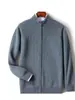Suéter cárdigan de cachemira para hombre de cuello alto medio para otoño e invierno, chaqueta de punto gruesa de lana con cremallera de moda, top holgado