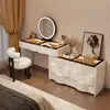 2026 Nuevo Tocador de Madera Maciza Dormitorio Simple Moderno Pequeño Estilo Crema Mesita de Noche Mesa de Maquillaje Tocador Gabinete Integrado