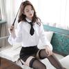Ropa interior sexy para adultos, uniforme de secretaria, marinero, estudiante, sexy, blanco y negro, traje elástico profesional