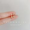 Super lindos aretes de tachuela de cuchara y tenedor asimétricos de plata de ley S925 simulación, aretes pequeños de circonita exquisita, ins, estudiante mujer