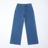 Directo del fabricante: Jeans de pierna ancha rectos de cintura alta, estilo europeo y americano para mujer, adelgazantes, fluidos, versátiles, pantalones de largo hasta el suelo, en stock