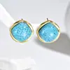 Brincos de Pedra Rachada Personalizados Estilo Ins, Brincos Quadrados Irregulares Elegantes, Brincos Requintados Retrô Franceses