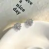 Brincos de diamante de anel duplo geométrico Dongdaemun estilo coreano, nova tendência, brincos simples e elegantes, brincos de agulha de prata S925