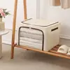 Caja de almacenamiento de ropa plegable, organizador de ropa de tela, caja de almacenamiento de gran capacidad para armario, apilable, debajo de la cama, con tapa