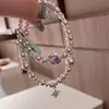 Pulsera de Perlas Universo de Dama Joven Diamante Rosa Lujo Ligero Gama Alta Elegante Moda Versátil Suave Simple Pulsera