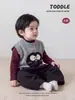 Chaleco de punto para niños, conjunto de invierno para bebés niños, chaleco con estampado de pájaros, suéter, camiseta básica, pantalones de algodón forrados de polar, ropa para niños