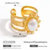 Anel de Turquesa Incrustada Amazon Design de Nicho Estilo Ins Anel Ajustável Cor Dourada 18K Pulseira Conservadora de Cor