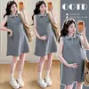 En Stock Ropa de Maternidad 2026 Verano Sin Mangas Cuello Polo Vestido de Maternidad Holgado