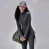 Outono Inverno Fitness Feminino Manga Longa Justa Jaqueta de Yoga Falso Conjunto de Duas Peças Calça Esportiva Elástica Modeladora Pilates Treinamento Outono