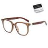 Nuevo marco de gafas retro artístico polígono imitación madera veta de madera hombres cara grande montura completa gafas para miopía mujeres JK