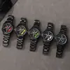Nuevo Reloj Creativo Negro de Acero para Hombre con Diseño Hueco y Bisel Interior Giratorio, Reloj de Cuarzo Transfronterizo