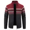Amazon outono e inverno masculino cardigã zíper suéter forrado com lã jaqueta grossa suéter gola alta casaco bonito