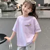 Camiseta de Manga Corta de Algodón Puro para Niñas, Nuevo Estilo Verano 2026, Top Versátil de Moda Estampado para Niños Pequeños y Mayores