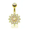 E-commerce transfronteiriço popular Piercing de umbigo cravejado com diamantes girassol zircônia de cabeça dupla umbigo nail personalidade moda joias para piercing