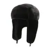 Chapéu Lei Feng masculino com proteção para as orelhas, um chapéu clássico de algodão estilo Nordeste, espessado e forrado para aquecimento, à prova de vento, resistente ao frio e adequado para esqui