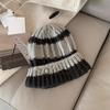 Gorro de lana de punto para mujer, otoño e invierno, tejido grueso, combinable, cálido, resistente al frío, puntera, protección para las orejas, terciopelo, adelgazante facial