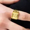 Anillo abierto para hombre de cobre verde chapado en oro real al por mayor oro arena de Vietnam anillo para hombre imitación amarillo rubio anillo de la fortuna