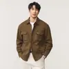 Camisa casual retrô estilo americano para homens, nova coleção outono 2026, manga longa, adequada para primavera e outono, tamanhos grandes, peça externa estilo workwear, marca da moda
