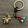 Llavero Creativo Hecho a Mano de Elefante Sólido Colgante Vintage de Latón Joyería Colgante de Coche Propicio Colgante Pequeño de Cobre Puro