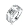 Anillo de Moissanita para Hombre Plata de Ley S925 Chapado en Platino No se Desvanece en Stock Anillo al por Mayor Lujo Ligero de Gama Alta
