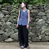 2026 Novo Estilo Francês Único Azul Sem Mangas Colete para Mulheres, Verão Doce e Picante Camisola Top para Meninas, Camisa Elegante