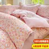 Conjunto de Quatro Peças de Algodão Puro Escovado Espesso de Inverno Lençol de Cama Capa de Edredom Lençol com Elástico Conjunto de Três Peças para Dormitório Roupa de Cama de Alta Qualidade