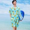 Camisa de Flor de Manga Curta terno Verão Masculino Sanya Camisa de Férias à Beira-Mar Havaí Shorts de Praia Um terno