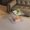 Prateleira de Armazenamento em Forma de Linha, Mesa de Cabeceira Geométrica, Estante de Armazenamento, Mesa Pequena de Metal, Porta-Revistas de Chão, Mesa Lateral de Sofá de Metal