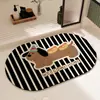Felpudo de Tierra de Diatomeas con Patrón de Perro Salchicha Rayado Retro Felpudo de Baño Estilo Mascota de Dibujos Animados Felpudo para Eliminar el Polvo de la Puerta Principal Directo del Fabricante