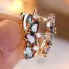Transmisión en Vivo Transfronteriza Más Vendidos Aretes de Imitación Color Dorado Champagne con Borde Multicolor Completo Incrustados con Diamantes Blancos Estilo Nicho de Moda para Mujer