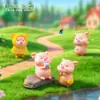 Adornos de micropaisaje adornos de suculentas cerdo con impermeable amarillo con mochila adornos de plástico de animales pequeños adornos para bonsái
