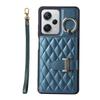 Venta al por mayor aplicable red mi note12Pro Funda de cuero con tarjetero de anillo a cuadros note11S bandolera funda protectora para mujer