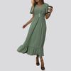 Estação Independente da Amazon Comércio Exterior 2024 Novo Verão Transfronteiriço Moda Feminina Slim Fit para Verde Verdadeiro Vestido Europeu e Americano
