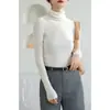 Tricô de Lã Gola Alta Peça Única Sem Costura para Mulheres no Outono e Inverno, Tricô Interno Macio e Sedoso de Alta Qualidade Slim Fit e Top Justo