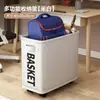 Cesto de roupa suja com rodas, cesto de roupa suja estilo japonês em tecido Oxford para casa, cesto de roupa suja para armazenamento de roupas, cesto para armazenamento de tapete de yoga