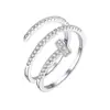 Anillo de Uña de Lujo Ligero de Gama Alta de Nicho para Mujer Anillo de Dedo Abierto de Plata de Ley 925 Incrustado con Circonita Estilo Mismo que el Blogger Joyería de Plata