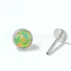 Aretes de Titanio F136 de Presión Sin Rosca, Piercings de Labio con Piedra Ópalo, Aretes para Lóbulo de la Oreja, Piercings de Nariz
