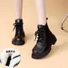 Botas Martin de suela gruesa para mujer, nuevo estilo invierno 2026, botas sencillas, botines estilo británico, botas de invierno versátiles, botas de nieve con forro de felpa y engrosadas, botas de algodón