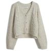Suéter de punto para mujer, cárdigan de moda con cuello en V, cintura alta y cómodo, estilo Hong Kong, otoño e invierno 2021