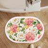 Tapete de Barro Diatómico con Flores Chinas para Baño Tapete Antideslizante para Baño Tapete Absorbente Decorativo Tapete para Puerta de Entrada