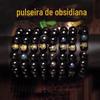 Pulseira Protetora Benmingfo de Obsidiana Olho de Arco-Íris Natural Zodíaco Galvanizada Bronzeada para Homens e Mulheres Atacado