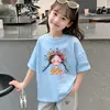 Camiseta de Verano para Niñas de Algodón con Estampado de Manga Corta 2026 Top Holgado de Verano para Niños Mayores Camiseta de Manga Media