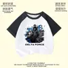 Camiseta Delta Print Algodão Puro Manga Curta Unissex Top Tendência de Verão para Crianças e Adolescentes Tendência Rosa Dourada