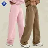 Pantalones Casuales Pesados de Otoño e Invierno para Hombre Isla Cai Xiang, Unisex Estilo Callejero Americano con Cordón Forrados de Forro Polar Pierna Recta Pantalones Deportivos para Hombre