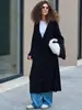 Cardigan Alongado de Malha Feminino Outono e Inverno Cruzado Europeu e Americano Cor Lisa Casual Solto Roupa Externa Malharia Amazon