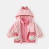 Conjunto de Dos Piezas de Chaqueta con Forro de Terciopelo para Niña con Lazo Adorable Chaqueta para Bebé Top con Capucha a Prueba de Viento para Niña