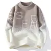 Geração de comércio exterior transfronteiriço outono e inverno suéter pullover 2024 Novo suéter de veludo de vison sintético com gola alta e gradiente