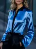 Primavera 2026 Ropa de Mujer de Comercio Exterior Amazon Aliexpress Exclusivo Transfronterizo Europeo y Americano Satén Suave Camisa de Manga Larga Estilo Nuevo Top