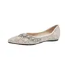 Elegantes zapatillas planas de punta con pedrería para mujer, colección otoño 2026, corte bajo, impresionantes zapatos de dama de honor, zapatos para fiesta y boda, zapatos para mujer talla grande